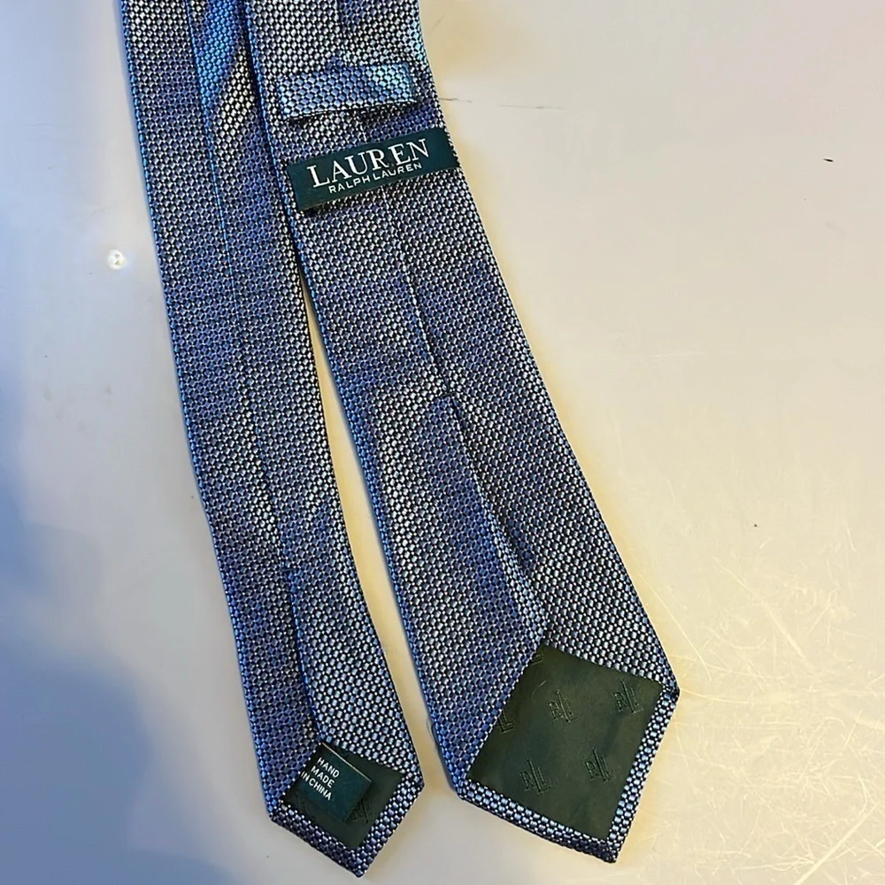 Ralph Lauren Blue Silk Hand Made Tie 58”